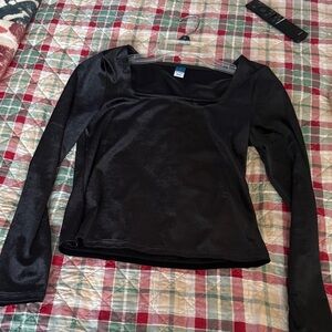 Old Navy Black Velvet Long Sleeve Top